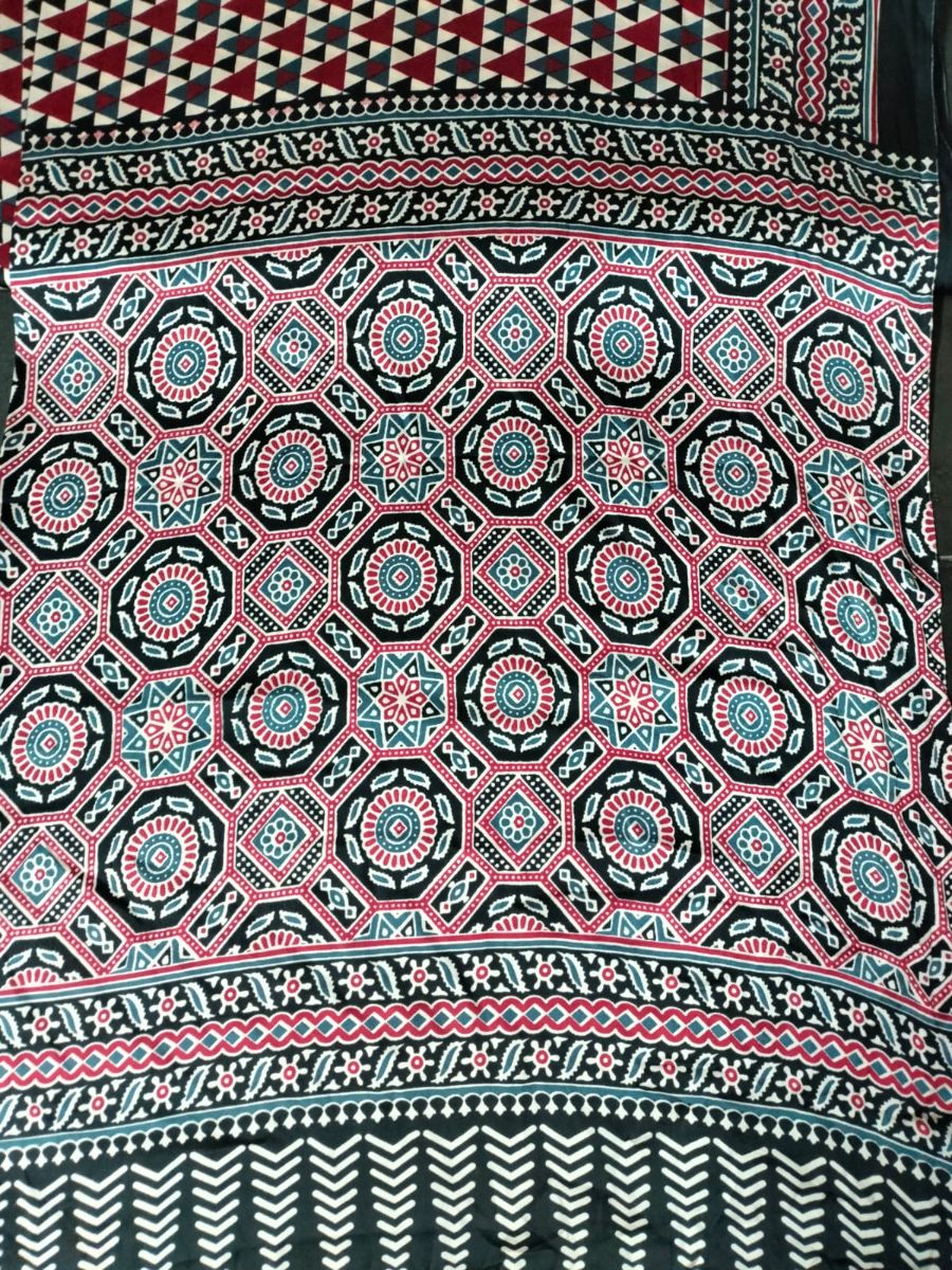 Ajrakh-Inspired Geometric Print Fabric