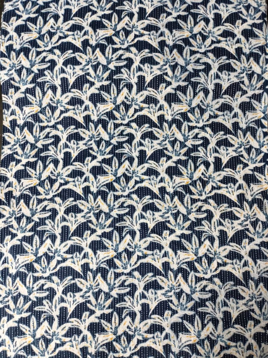 Sashiko-Style Leaf Print