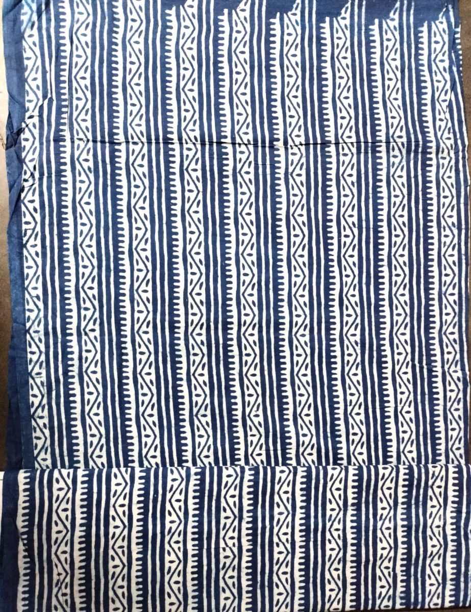 Hand-Blocked Indigo Stripe Fabric